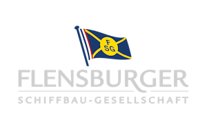 Logo Flensburger Schiffbau-Gesellschaft mit Icon Fahne