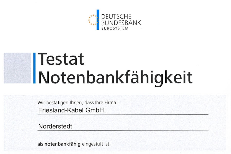 Certificate “central bank eligibility”